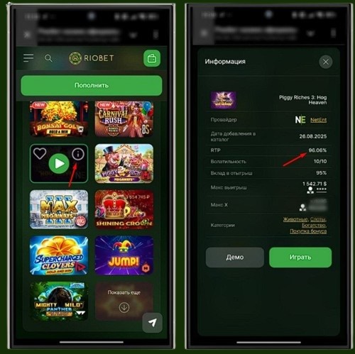 Как проверить отдачу слота в казино Риобет